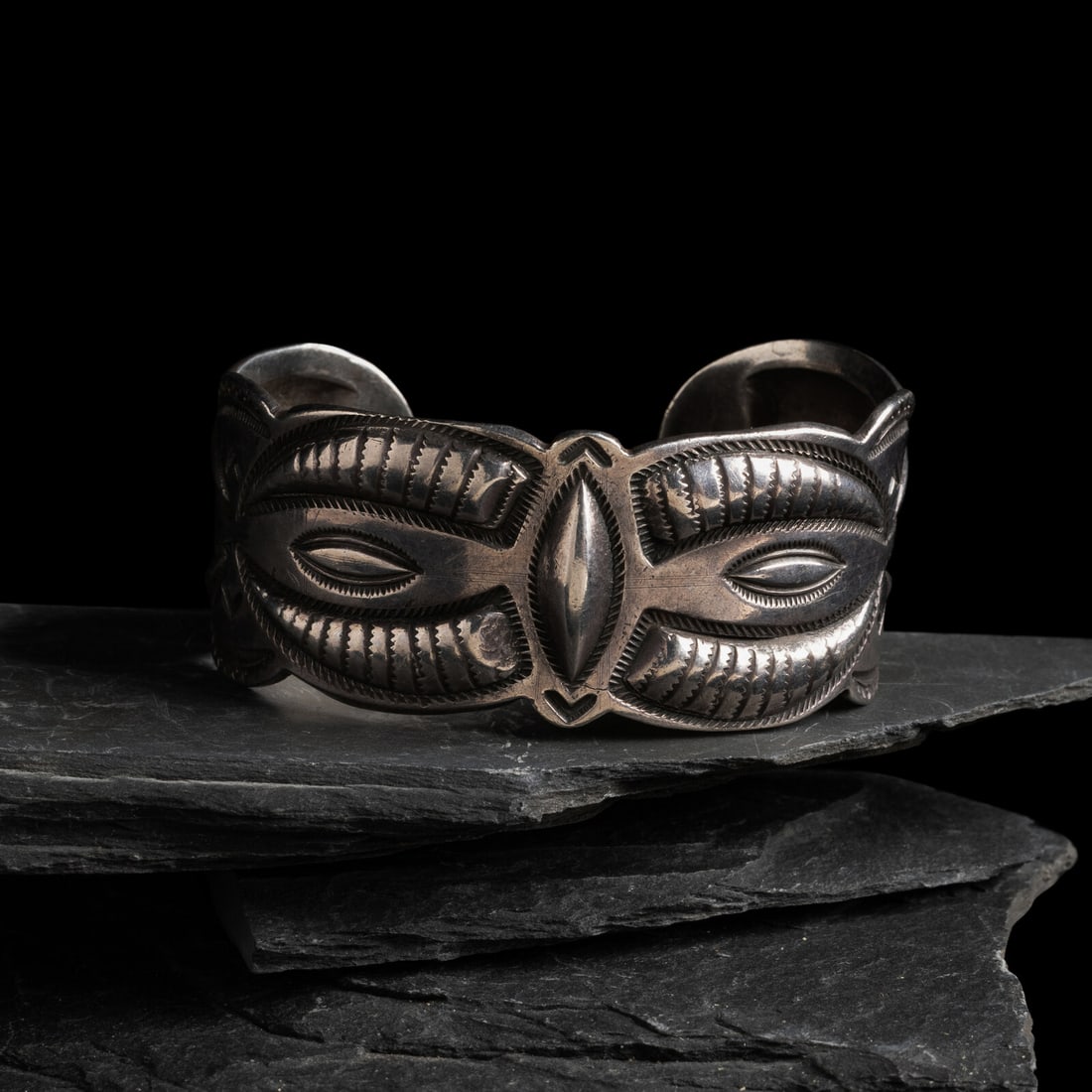 Navajo Silver RepoussÈ Cuff Bracelet - 2