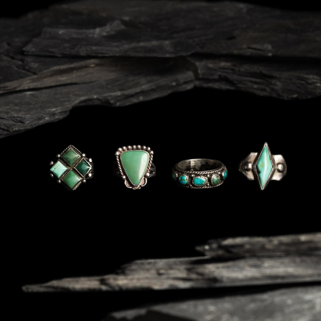 Navajo Silver and Turquoise Rings (1 of 2)