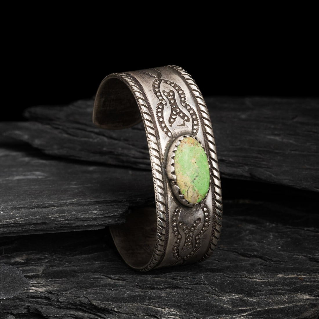 Navajo Ingot and Turquoise Cuff Bracelet (1 of 3)