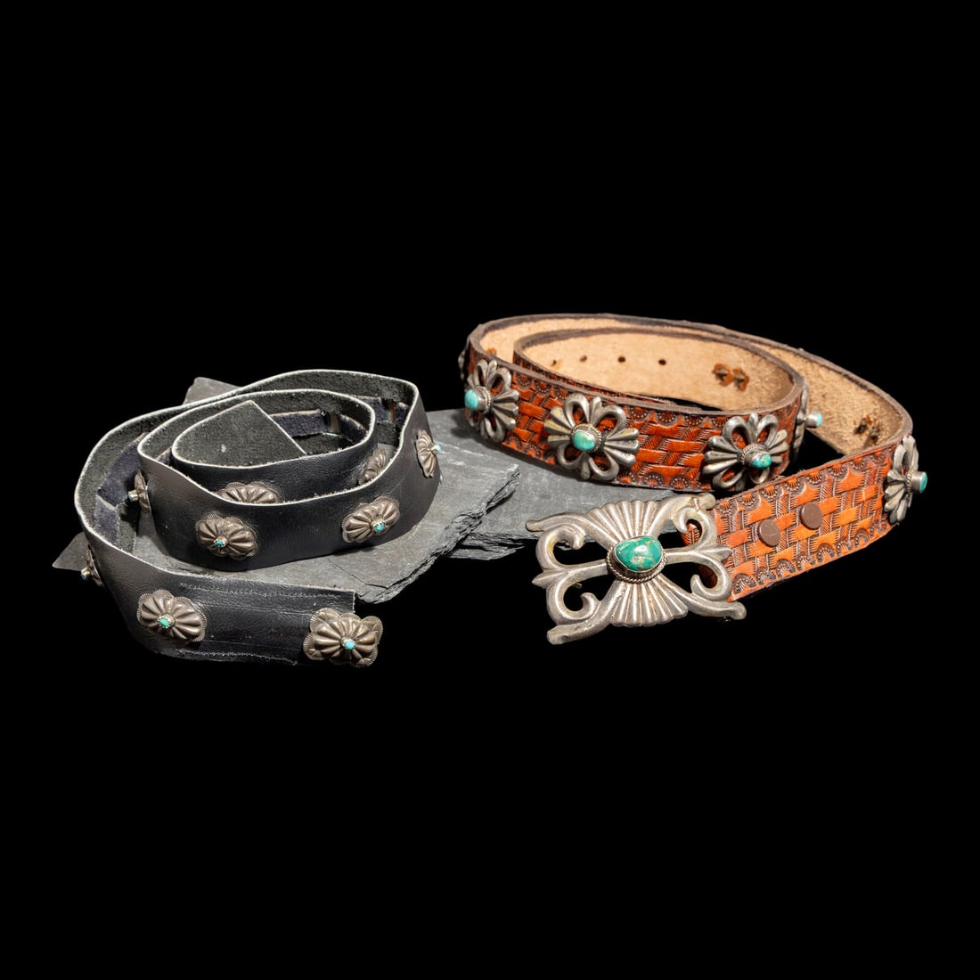 Navajo Silver and Turquoise Concha Belts (1 of 3)