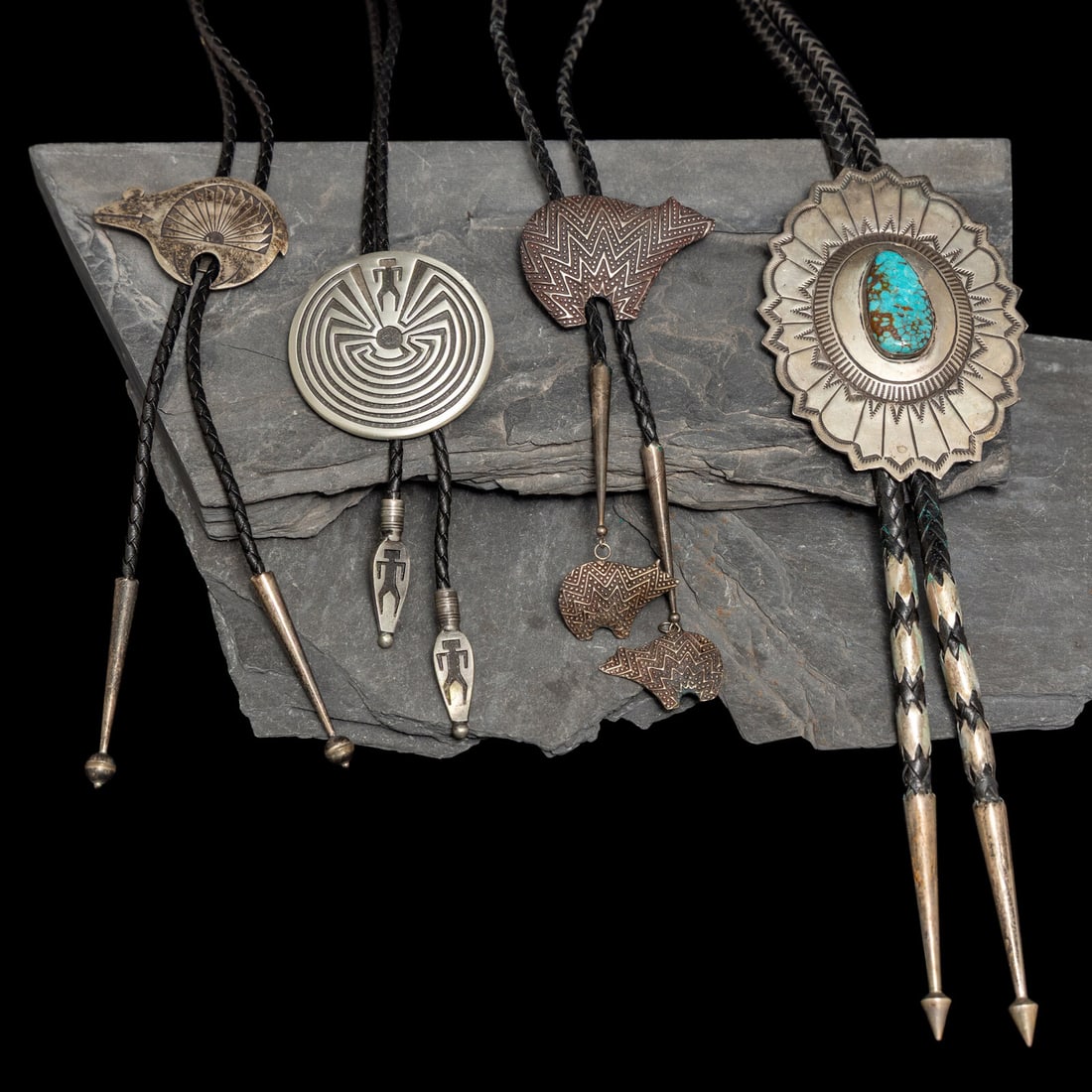 Navajo, Hopi, and Southwestern-style Silver Bolo Ties (1 of 3)