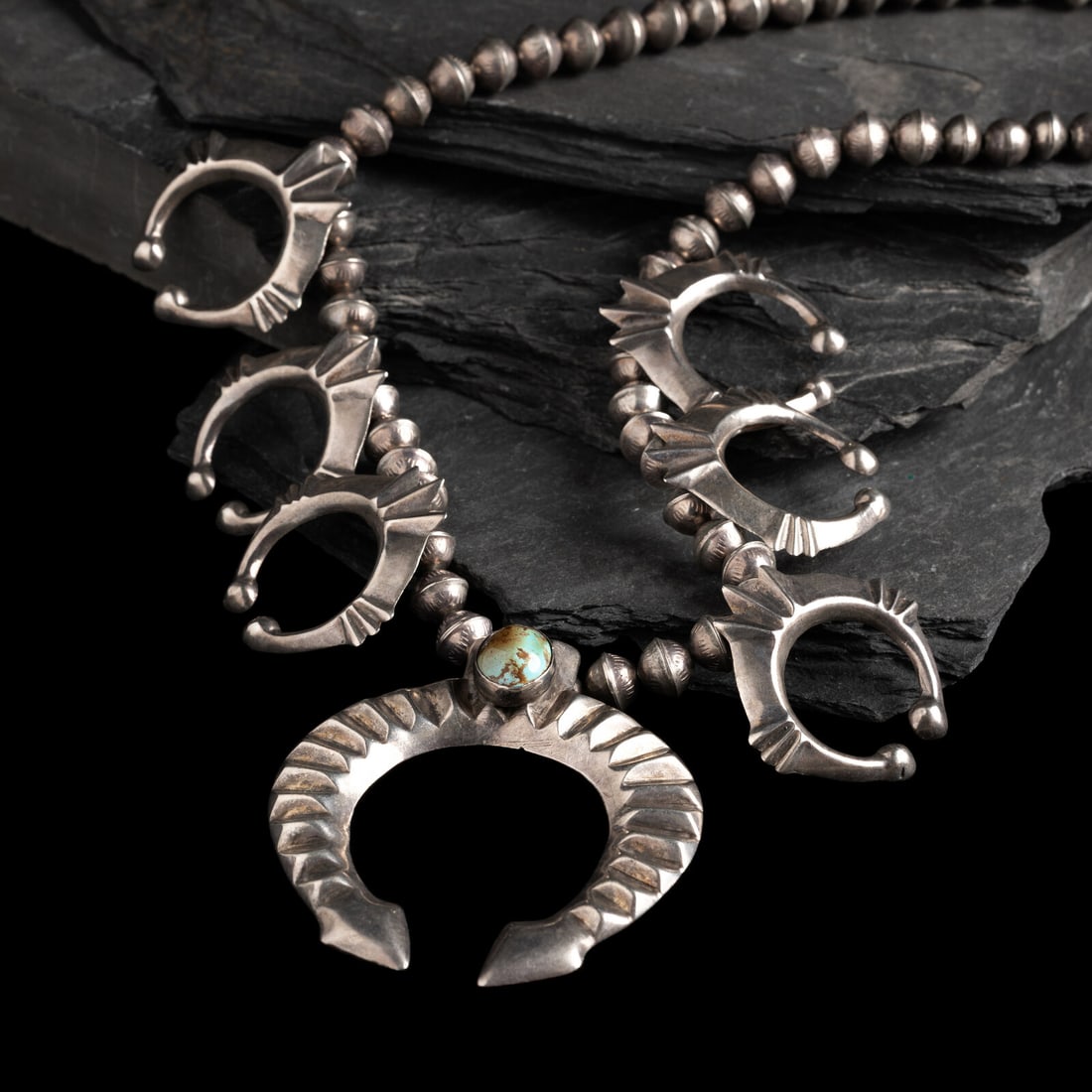 Navajo Sterling Silver Squash Blossom Necklace (1 of 3)