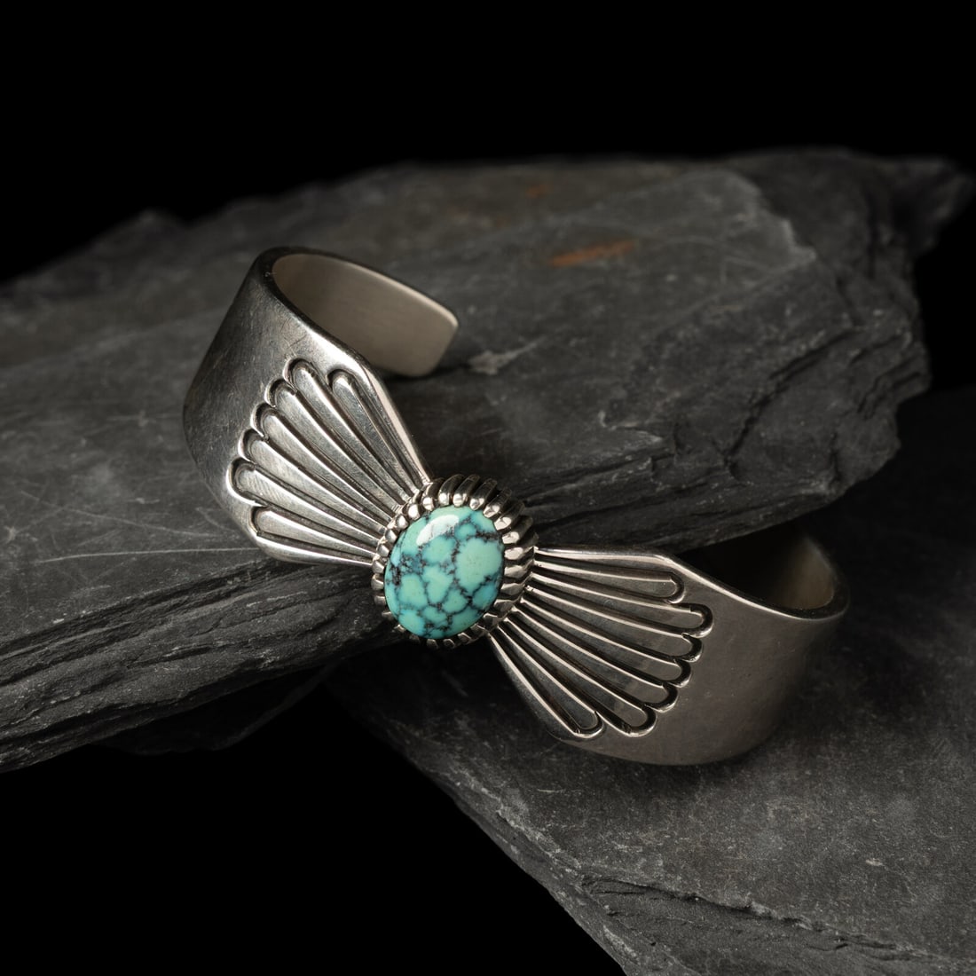 Thomas Curtis (DinÈ, 1942-2013) Sterling Silver and Turquoise Cuff Bracelet (1 of 3)