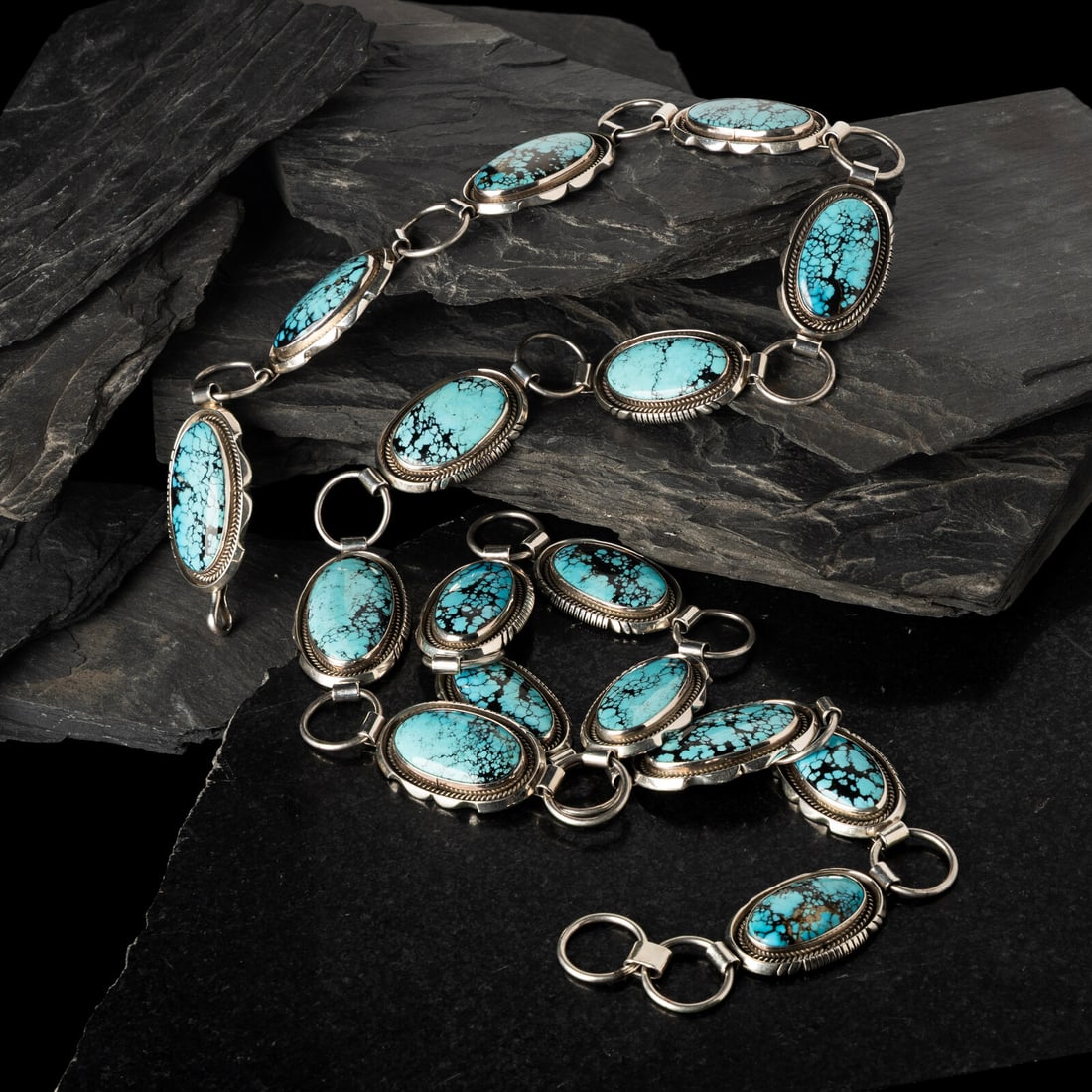 Nancy Custer (DinÈ, 20th century) Sterling Silver and Turquoise Link Concha Belt (1 of 3)