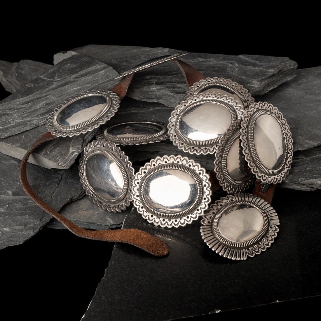 Cippy CrazyHorse (DinÈ, b. 1946) Sterling Silver Concha Belt (1 of 3)