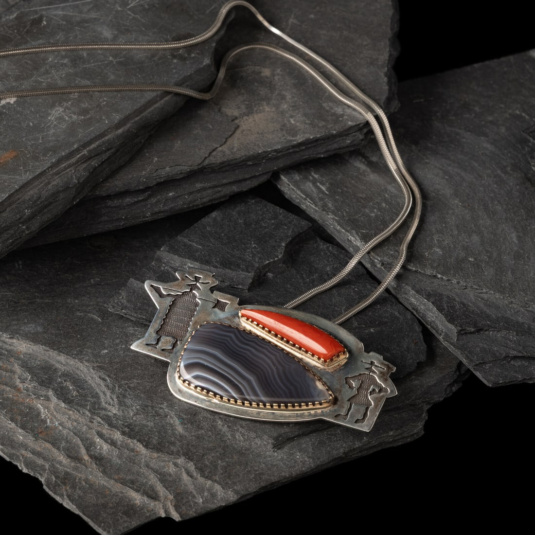 Gail Bird and Yazzie Johnson (Kewa-Laguna, b. 1949) / (DinÈ, b. 1946) Figural Pendant with (1 of 2)