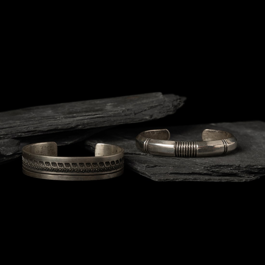 Pair of Navajo Silver Cuff Bracelets (1 of 3)