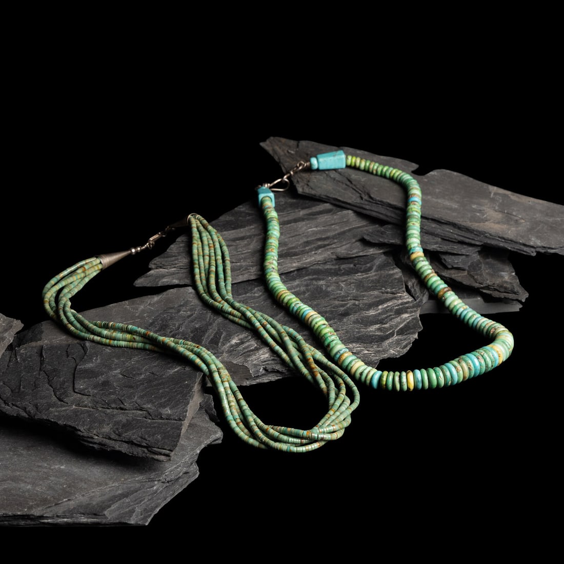 Navajo Sterling Silver and Carico Lake Turquoise Cuff Bracelet, PLUS: Navajo Sterling Silver and Carico Lake Turquoise Cuff Bracelet, PLUS ca 2000 lot of 3, includes: a turquoise cluster cuff bracelet, marked STERLING and signed VERA J. for Vera Jake (act. since 1990s)