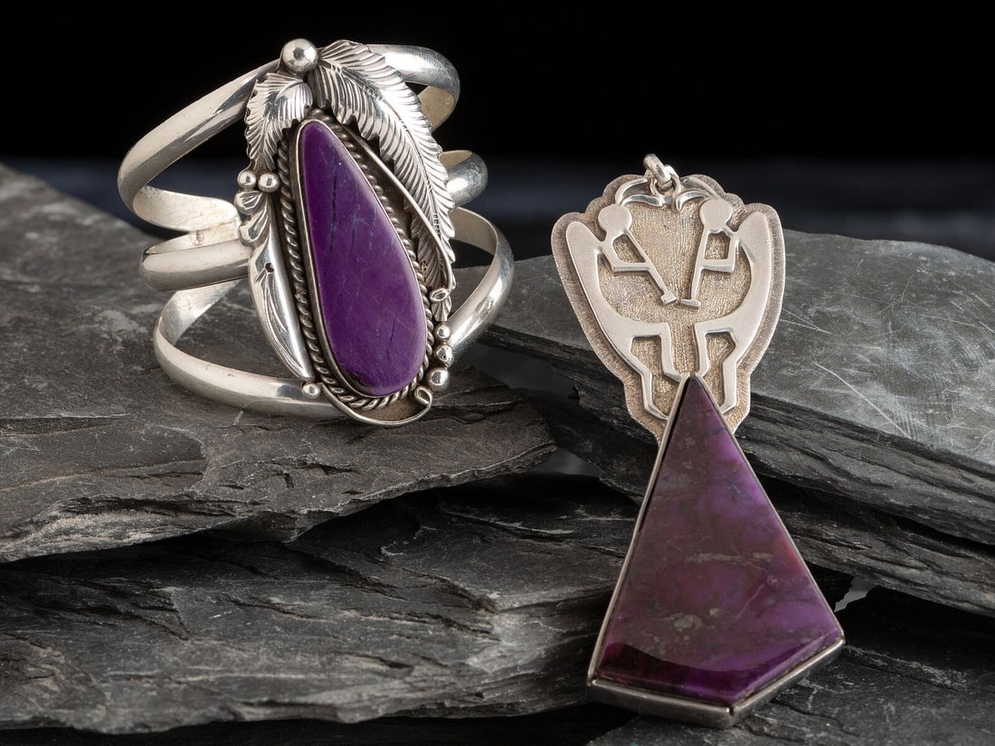 Ray Morton, Whirling Wind (DinÈ, 20th/21st century) Sterling Silver and Sugillite Cuff Bracelet (1 of 2)