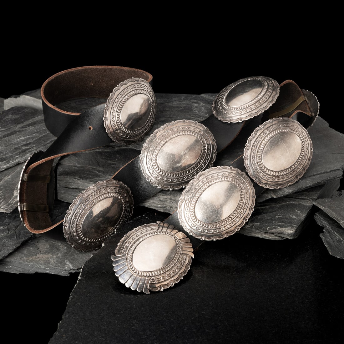 Leonard Nez (DinÈ, act. since 1980s) Sterling Silver Concha Belt (1 of 3)
