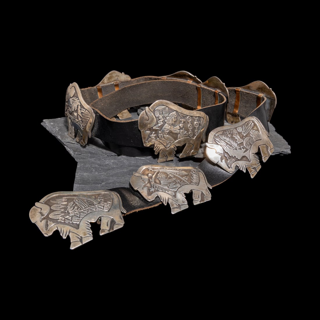 Floyd Becenti, Jr. (DinÈ, b. 1960) Sterling Silver Story Teller Concha Belt (1 of 3)