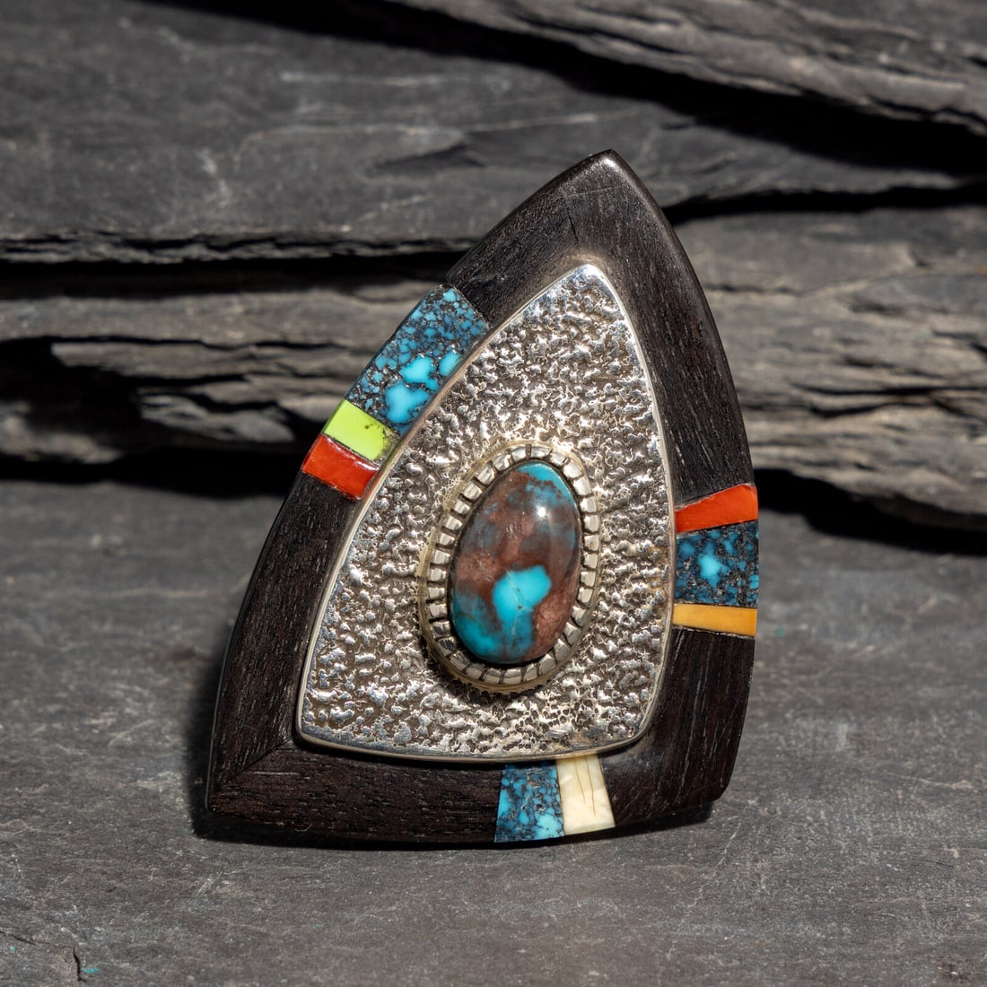Edison Cummings (DinÈ, b. 1962) Large Silver and Multi-stone Ring (1 of 5)