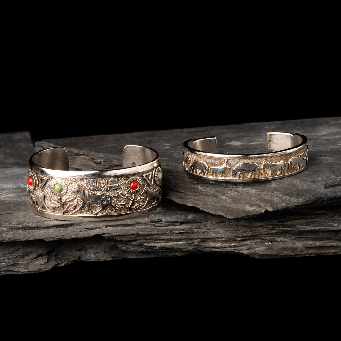 Navajo Sterling Silver Equine Themed Cuff Bracelets (1 of 3)
