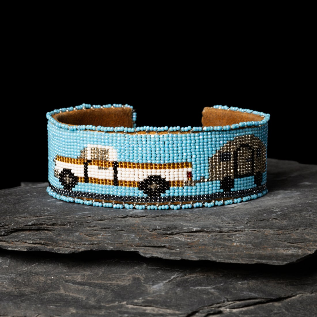 Teri Greeves (Kiowa, b. 1970) Beaded Cuff Bracelet, of Truck and Camper, 2007 (1 of 3)
