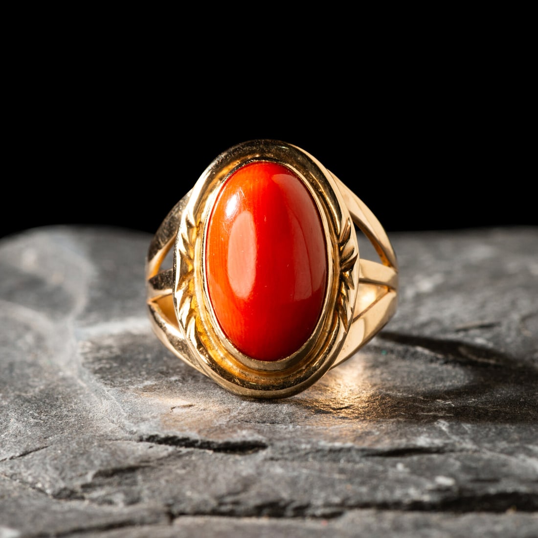 Navajo Gold and Coral Ring (1 of 4)