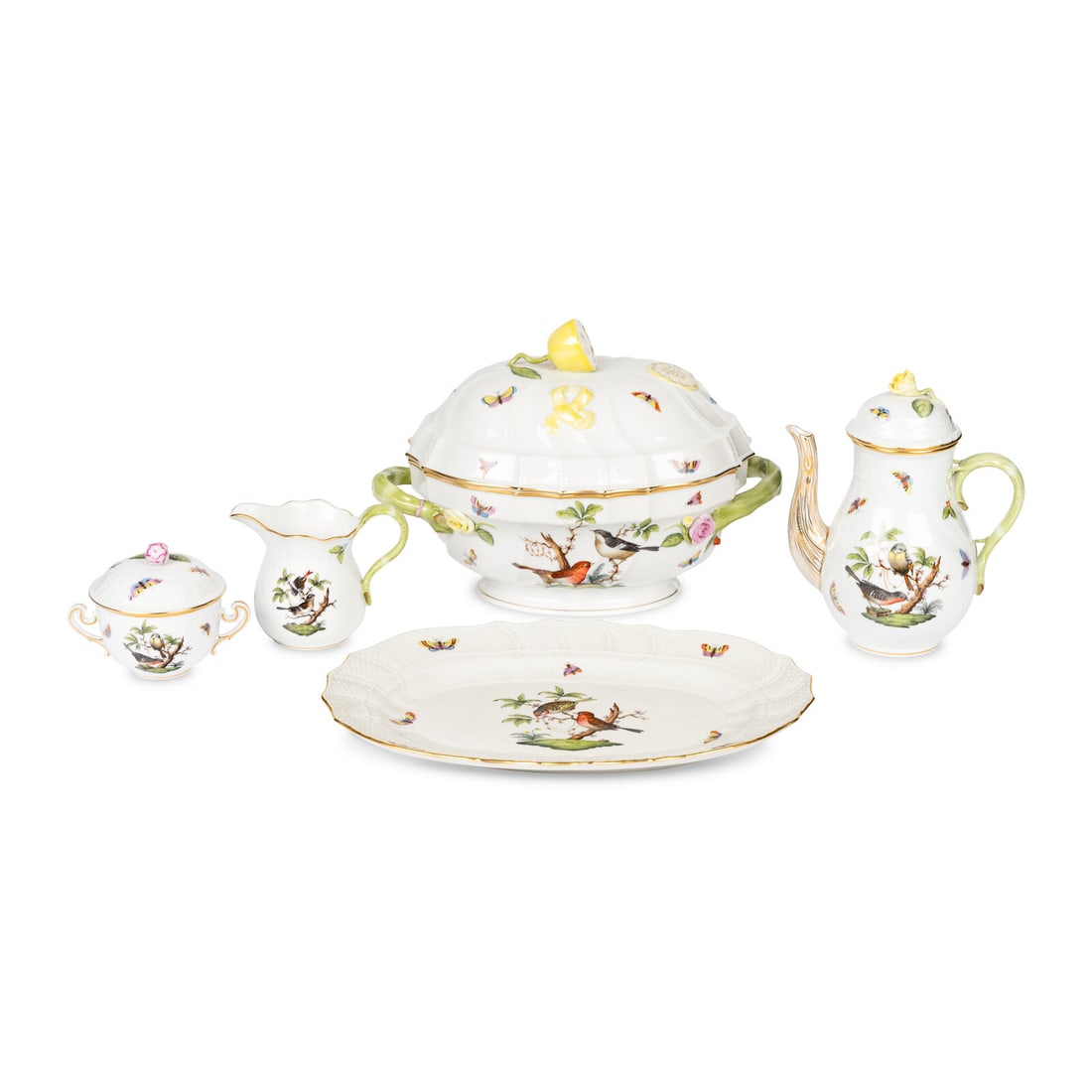 A Group of Herend Rothschild Bird Porcelain Table Articles (1 of 3)