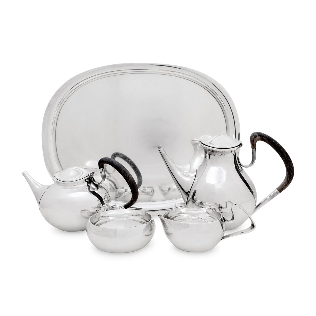 A Georg Jensen Five-Piece Silver Tea and Coffee Service (1 of 5)