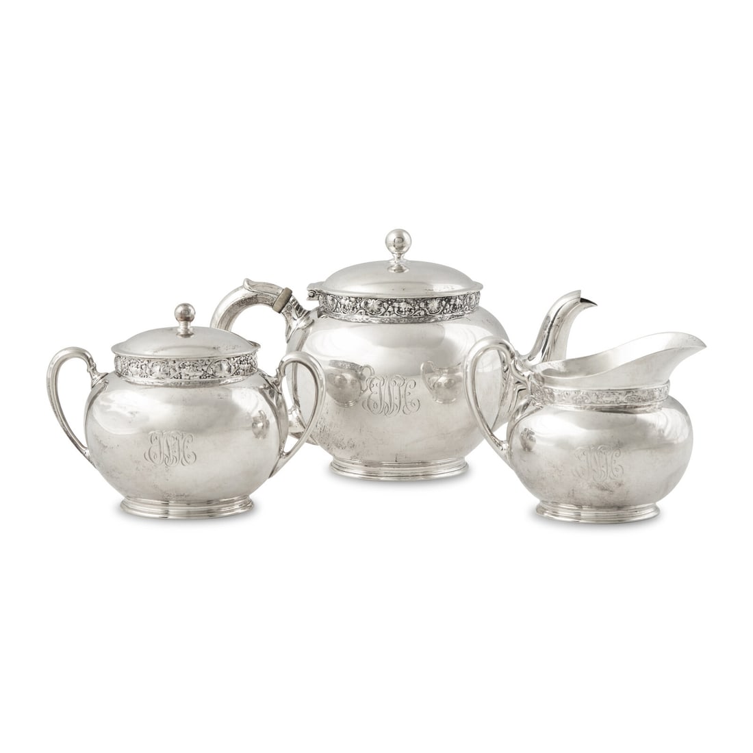 A Tiffany and Co. Silver Three-Piece Tea Service (1 of 3)