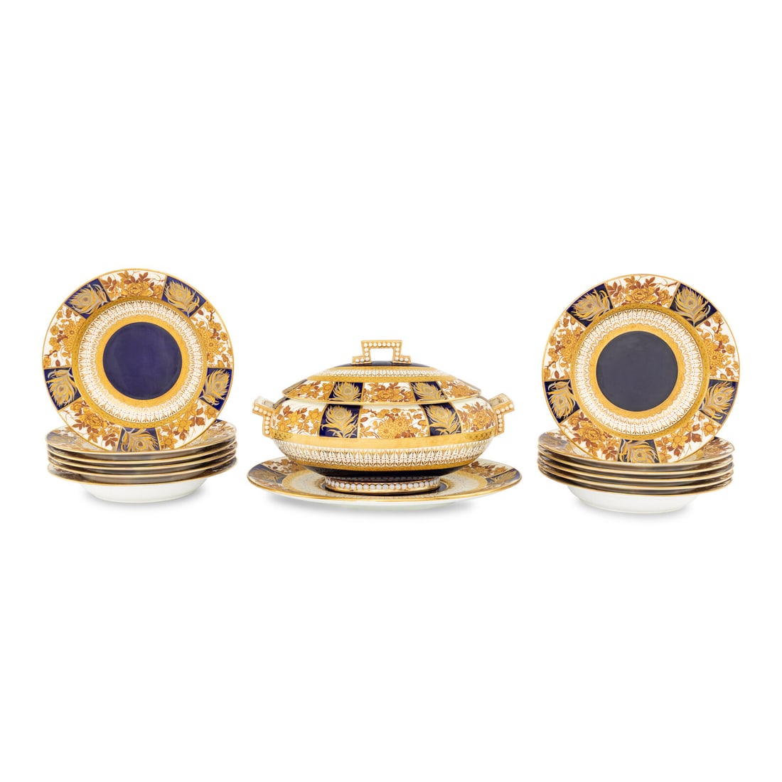 An Aesthetic Movement Parcel-Gilt Porcelain Table Service (1 of 3)