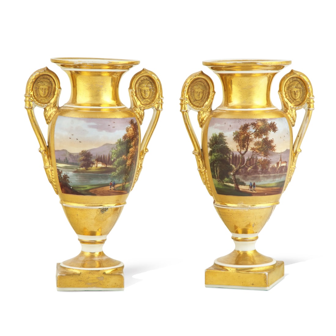 A Pair of Paris Porcelain Gilt and Enamel-Decorated Vases (1 of 3)