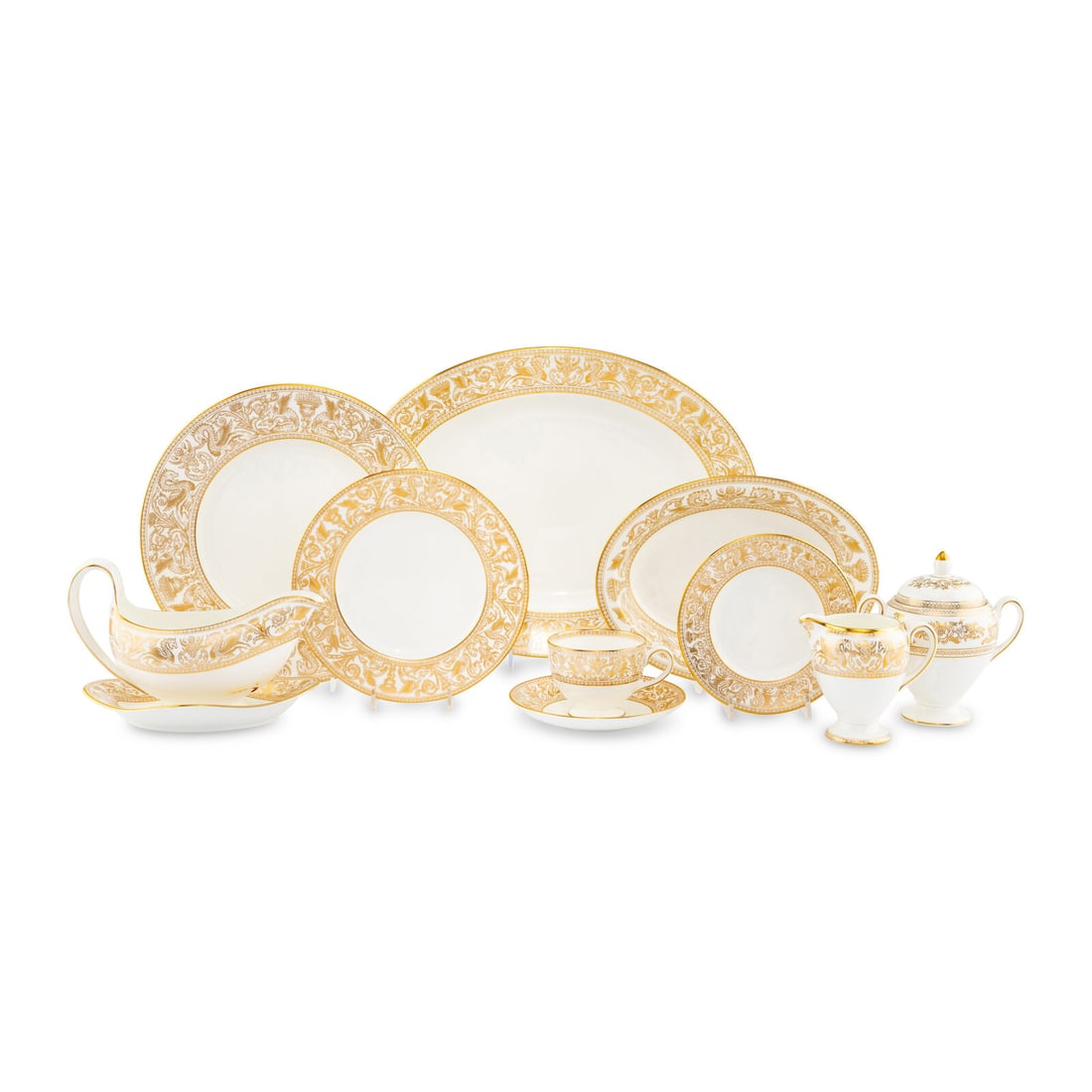 A Wedgwood Gold Florentine Porcelain Dinner Service (1 of 4)
