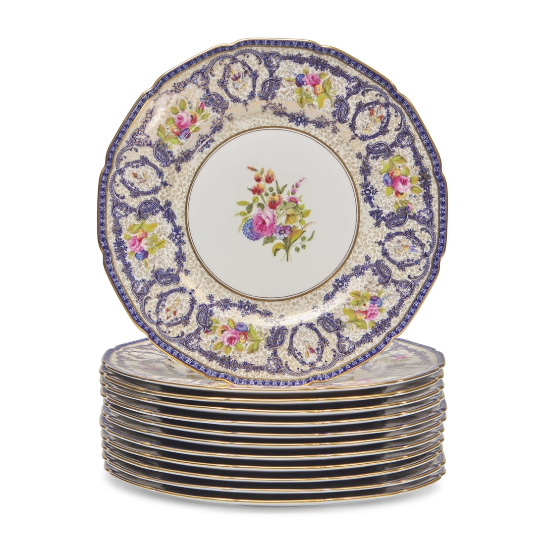 A Set of Twelve Royal Doulton Enamel and Gilt-Decorated Porcelain Plates (1 of 4)