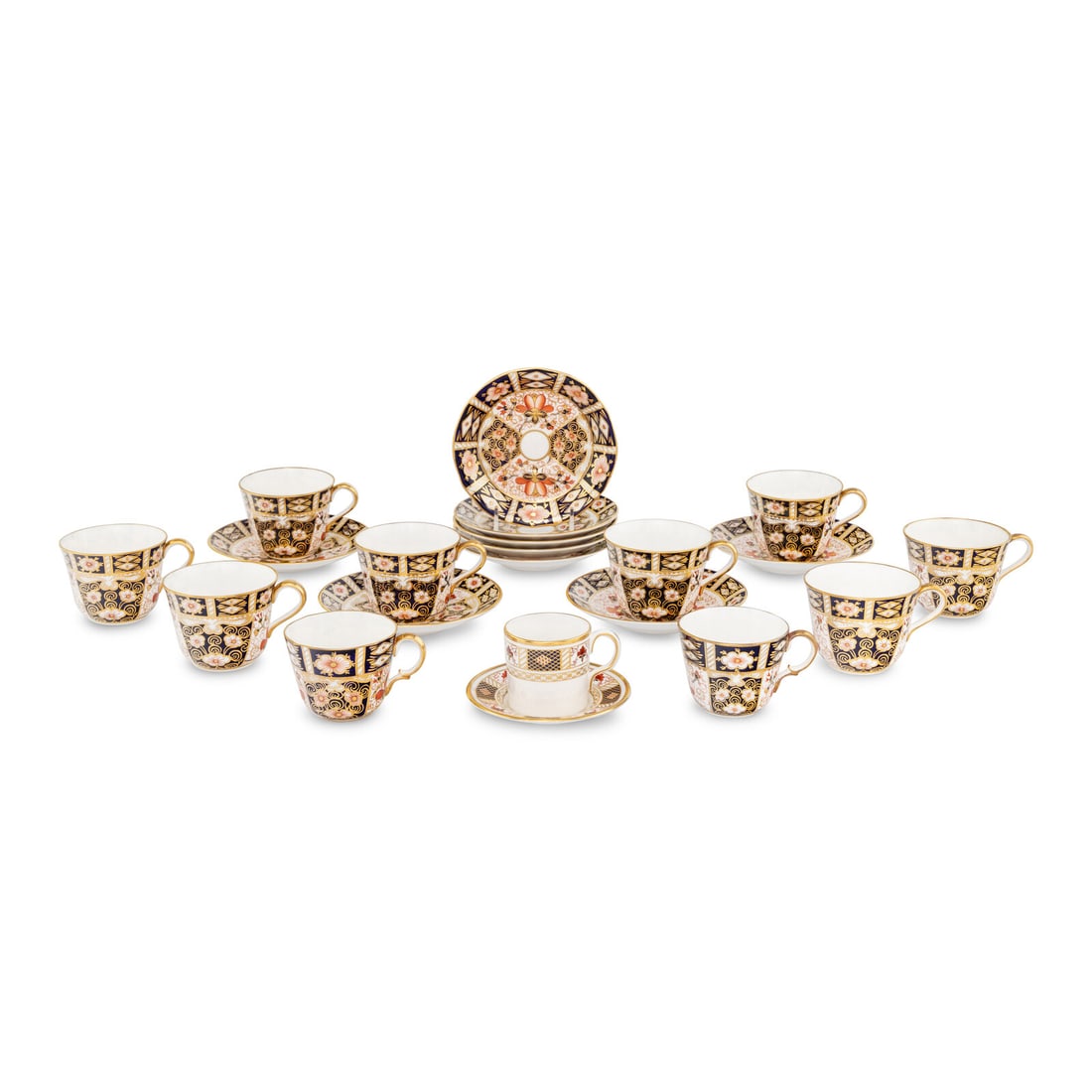 A Group of Royal Crown Derby Porcelain Teacups and Saucers (1 of 4)