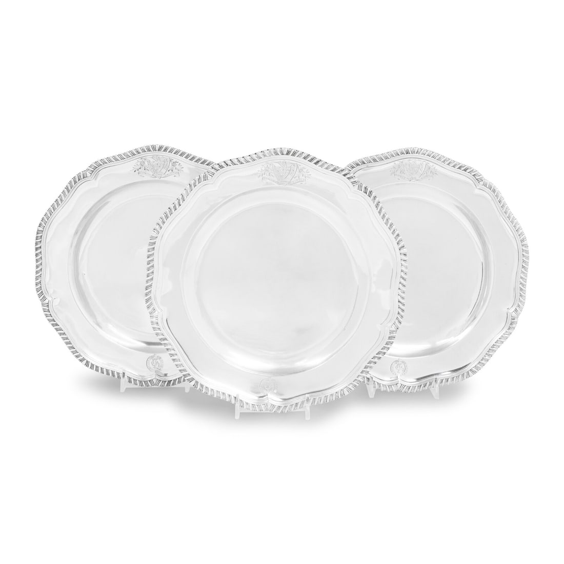 A Group of Three George III Silver Dinner Plates (1 of 3)