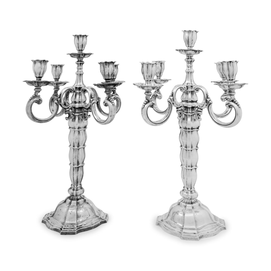 A Pair of German Silver Five-Light Candelabra (1 of 4)