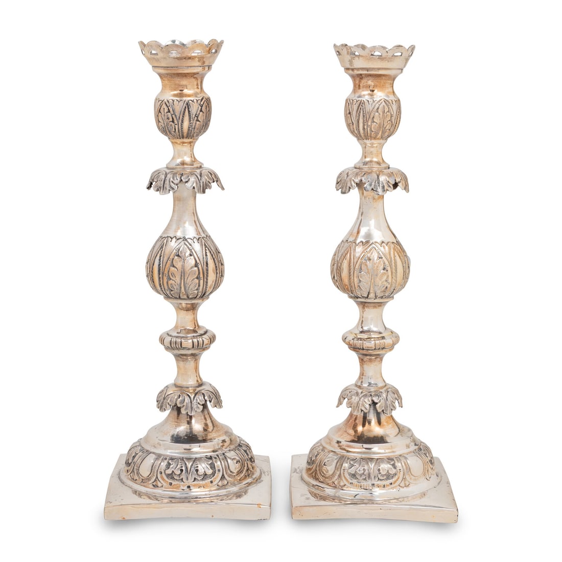 A Pair of Polish Silver Candlesticks (1 of 4)