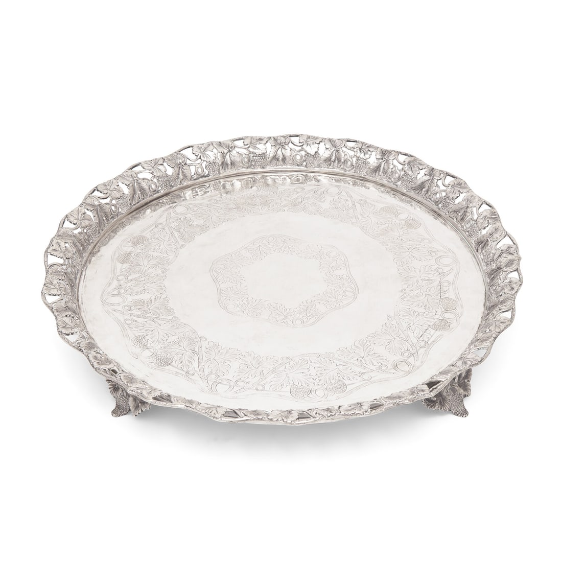 A Portuguese Silver Reticulated and Footed Tray (1 of 3)