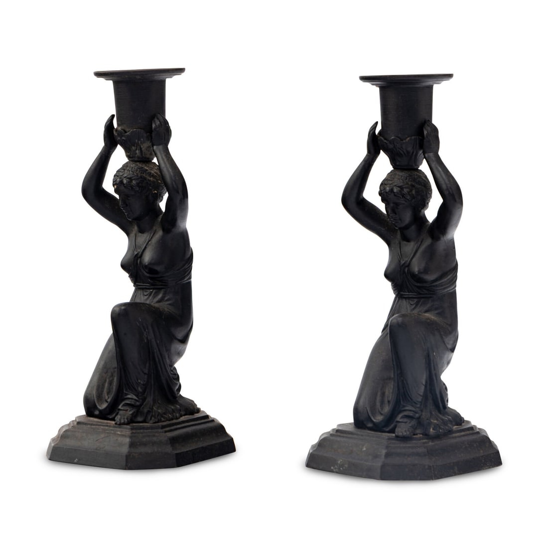 A Pair of Grand Tour Patinated Metal Figural Candlesticks (1 of 5)