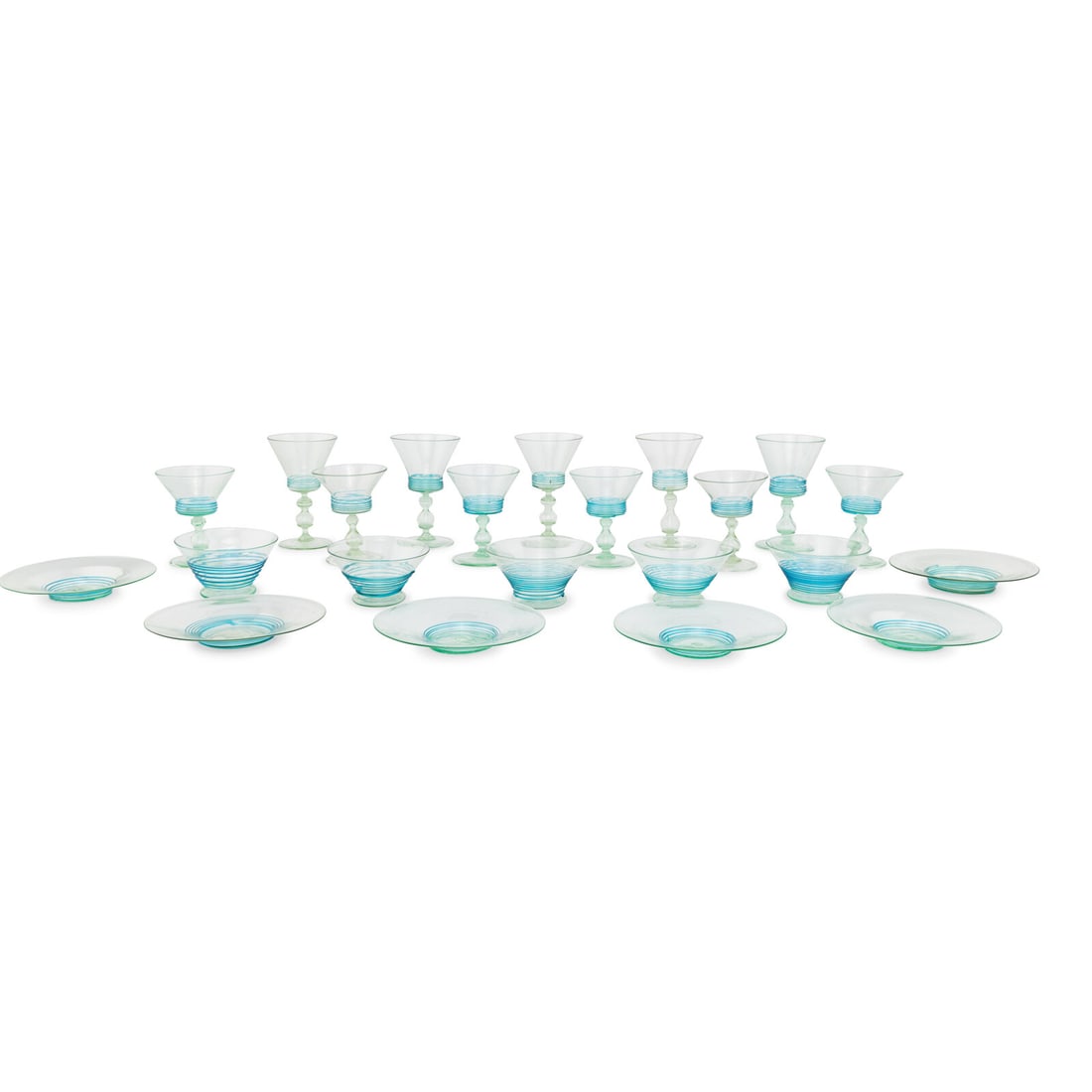 A Set of Steuben Threaded Glass Stemware (1 of 3)