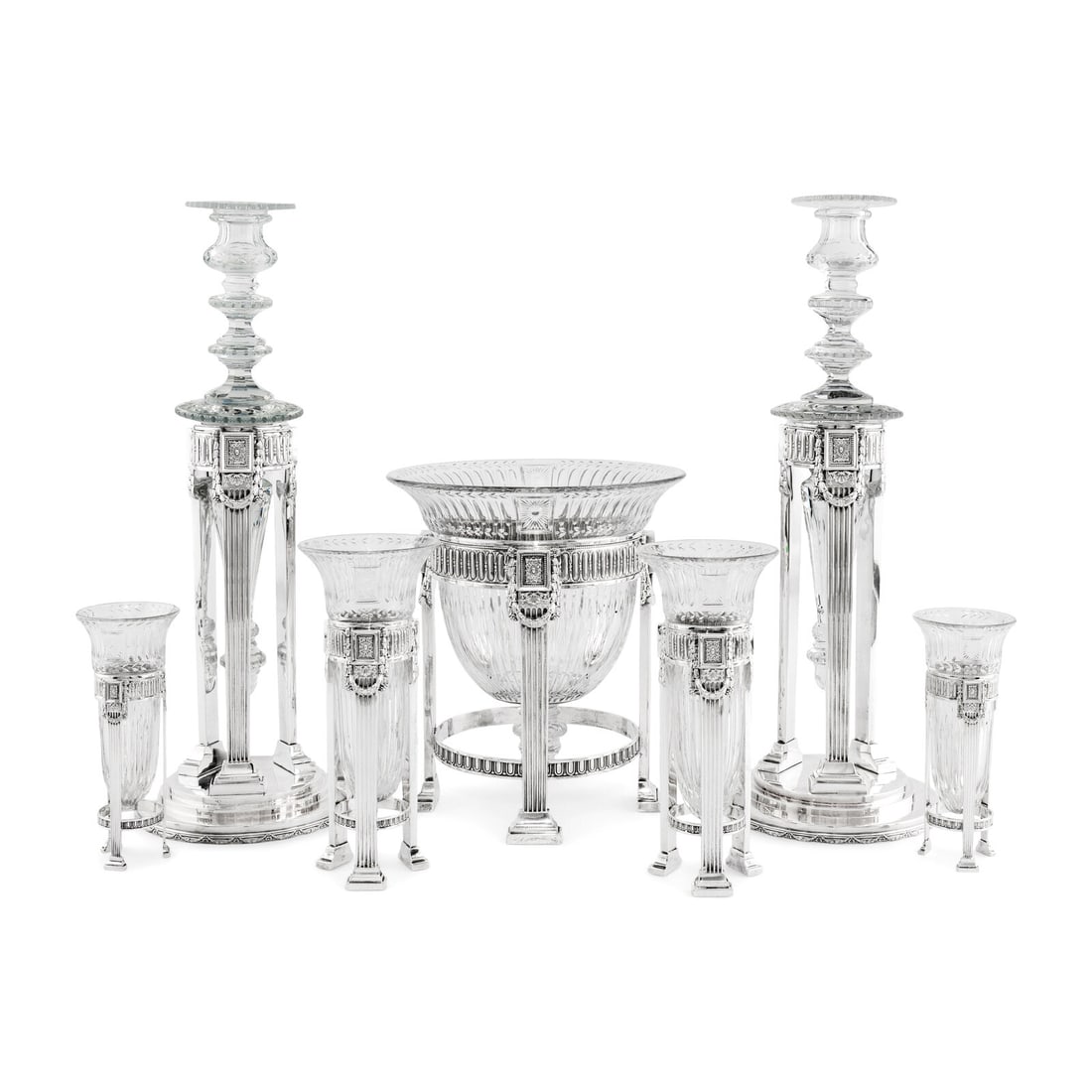 An Impressive American Silver and Cut-Glass Table Garniture (1 of 7)