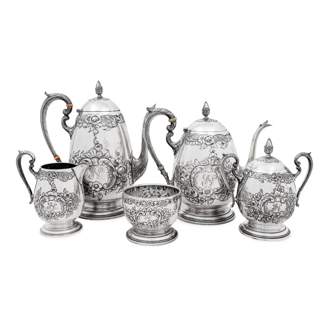 An American Silver Five-Piece Tea and Coffee Service (1 of 5)