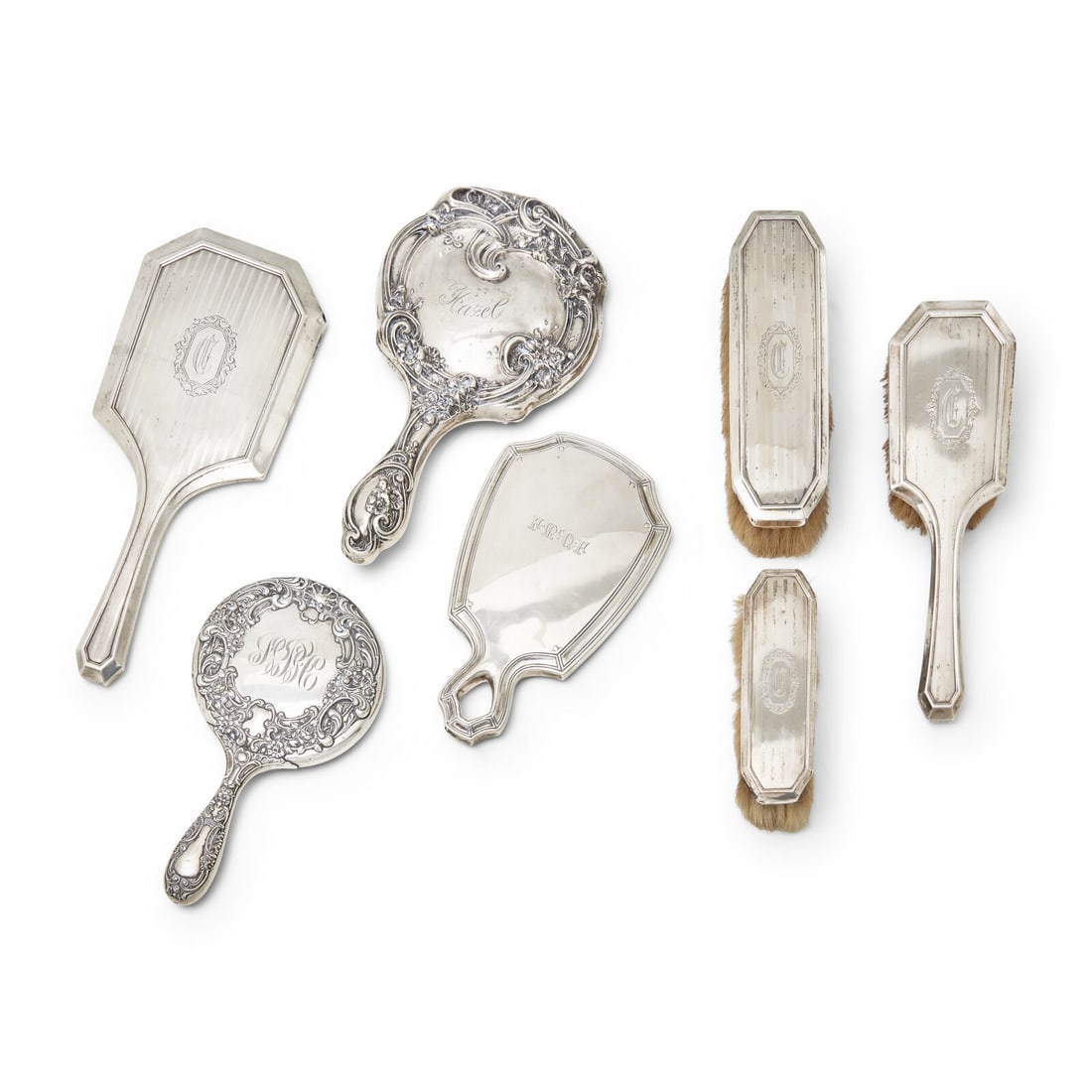 An Assembled American Silver Dressing Set (1 of 4)