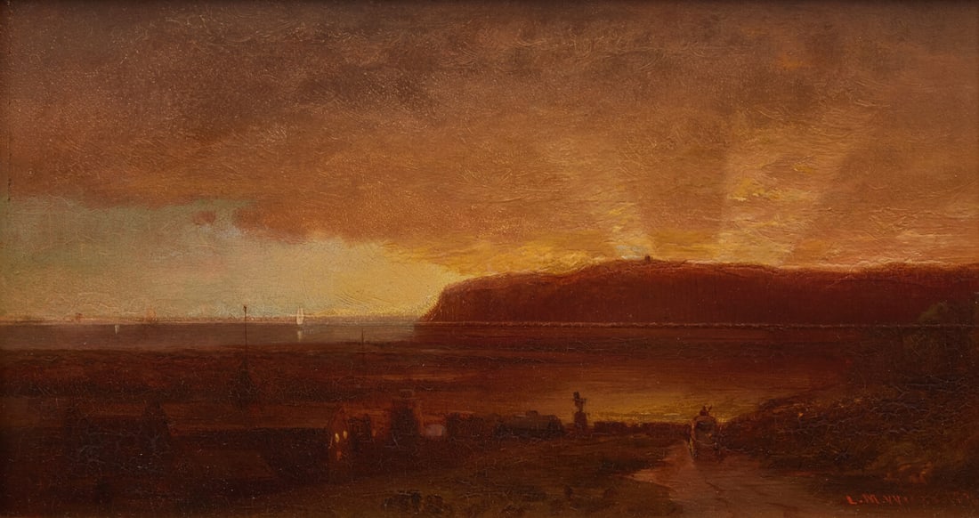 Lemuel Maynard Wiles (American, 1826–1905) Point Loma, San Diego, 1876: Lemuel Maynard Wiles (American, 1826–1905) Point Loma, San Diego, 1876 oil on board signed L.M. Wiles. and dated (lower right); signed, dated, and titled on the reverse (center) 6 7/8 x 12 1/2 i