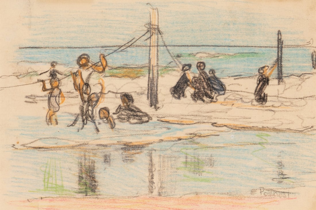 Edward Henry Potthast (American, 1857–1927) Figures Playing in the Surf, c. 1910 (1 of 3)