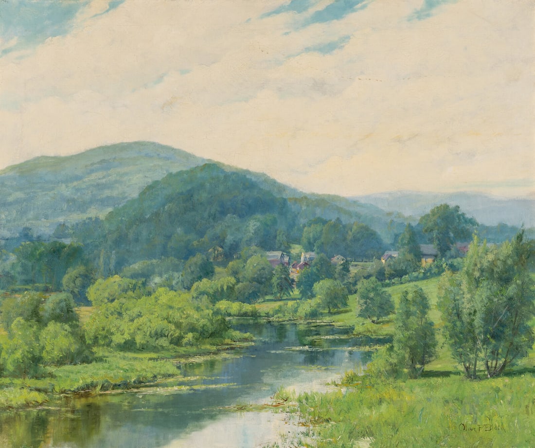 Olive Parker Black (American, 1868–1948) A View of the Village (1 of 3)