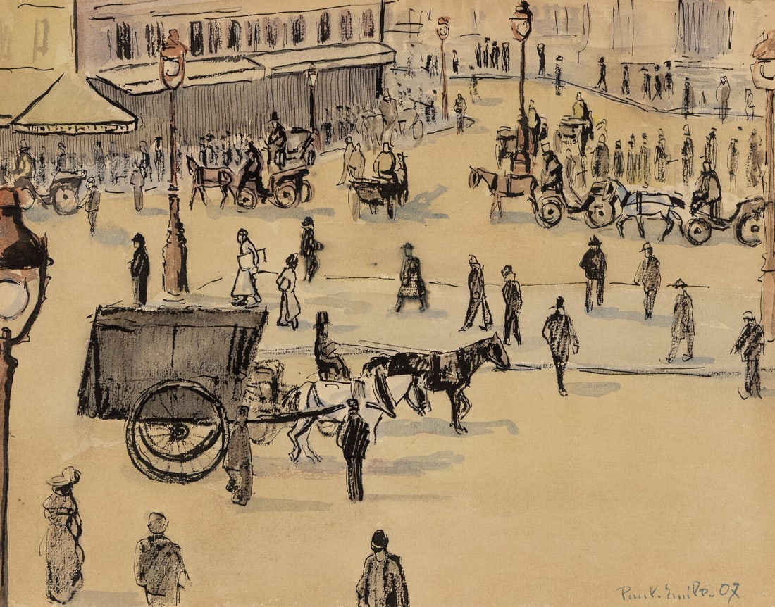 Paul-Émile Pissarro (French, 1884–1972) Place Parisienne animée, 1907 (1 of 2)