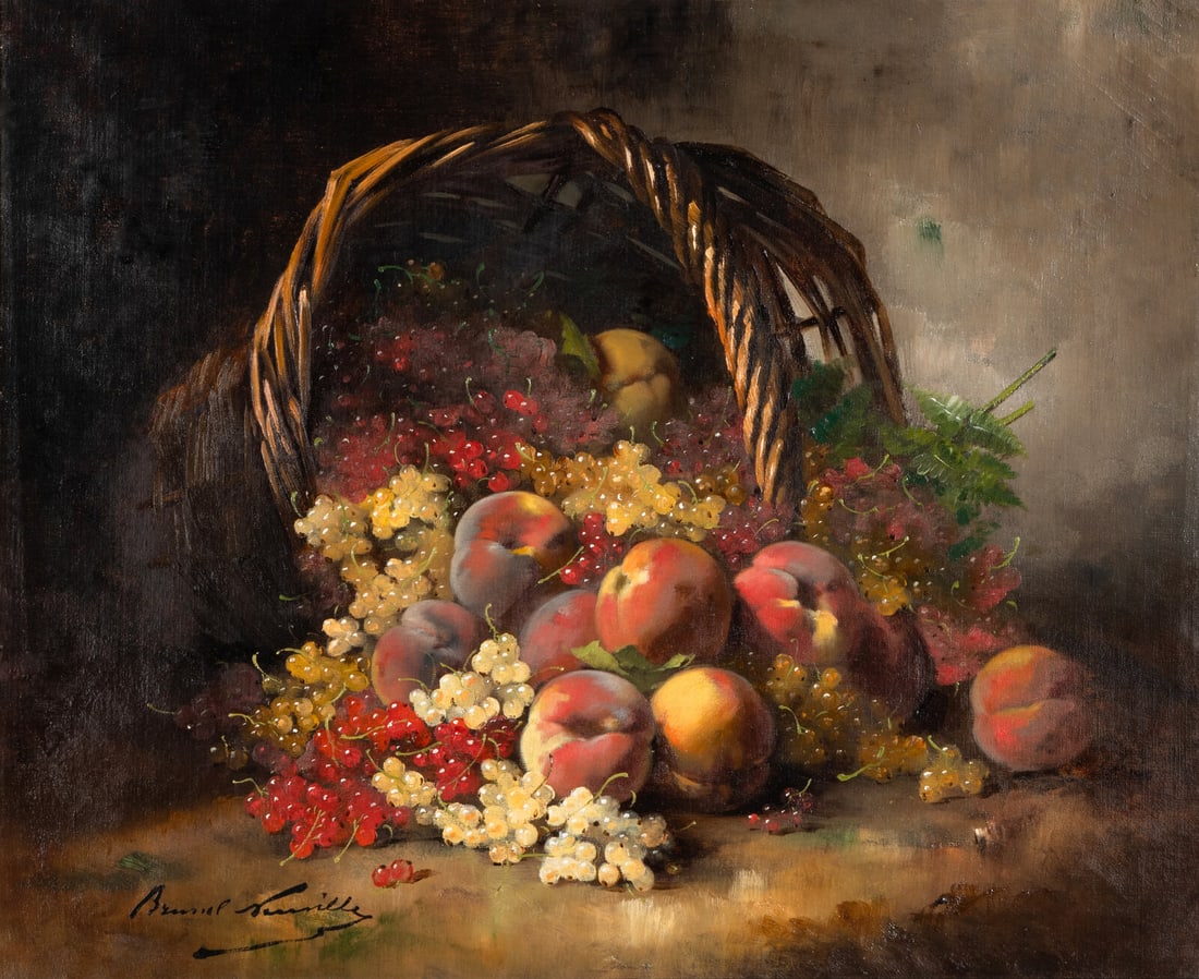 Alfred Arthur Brunel de Neuville (French, 1852–1941) Still Life with Currants and Peaches (1 of 4)