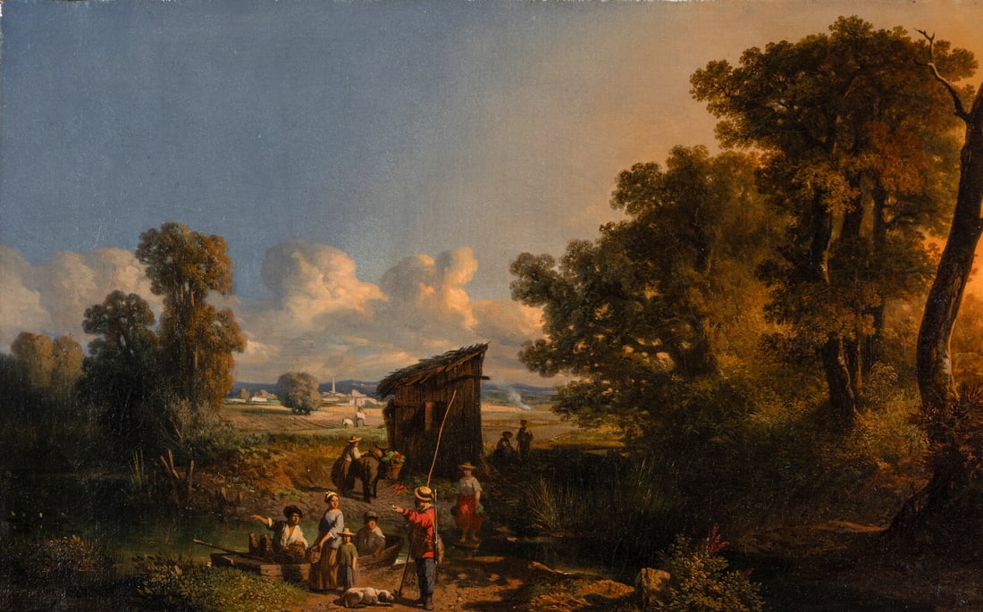 François Colin (French, 1798–1864) Bords de rivière animée, 1861 (1 of 3)