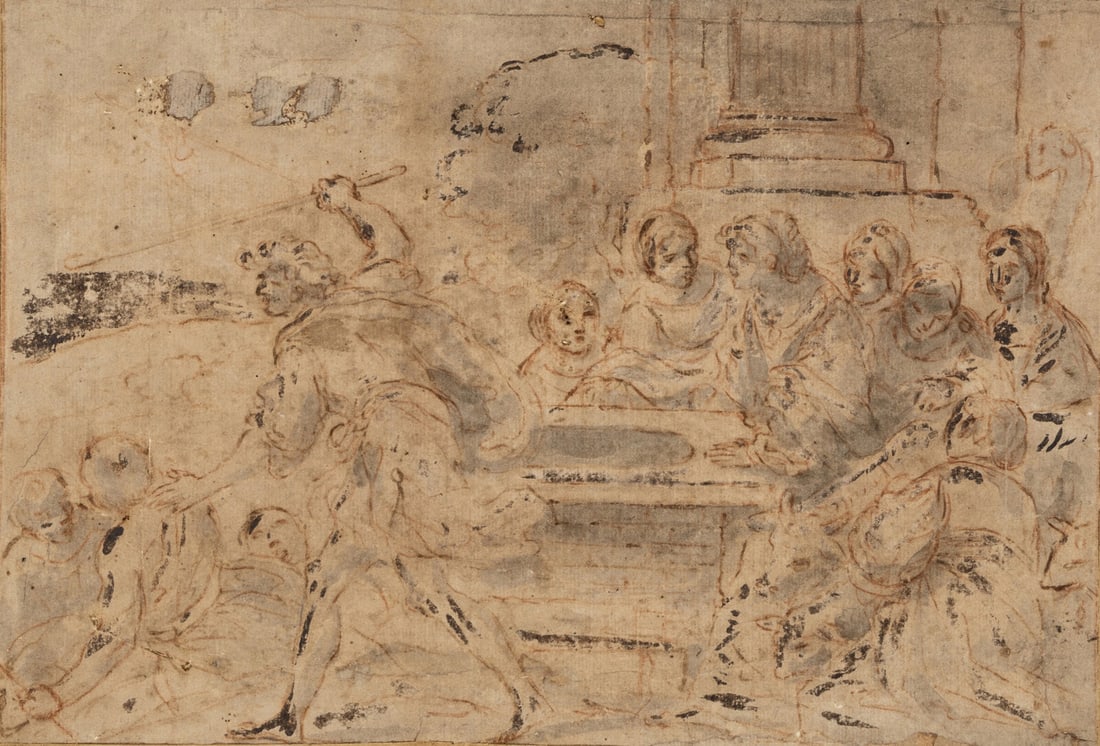 Style of Pietro da Cortona (Italian, 1596–1669) Untitled (A Heated Discussion) (1 of 3)