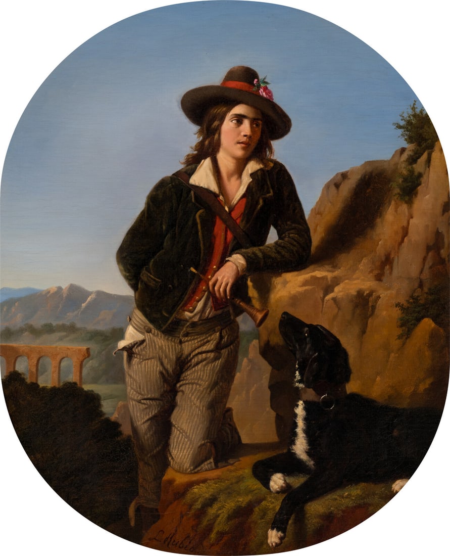 Luigi Rubio (Italian, 1795–1882) Young Musician in a Landscape (1 of 6)