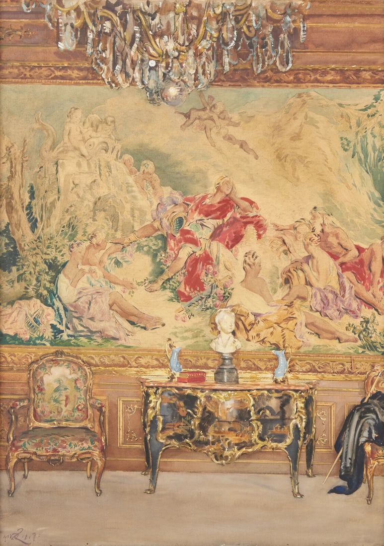 William Bruce Ellis Ranken (Scottish, 1881–1941) Interior Scene, Tapestry Room, 1917 (1 of 3)