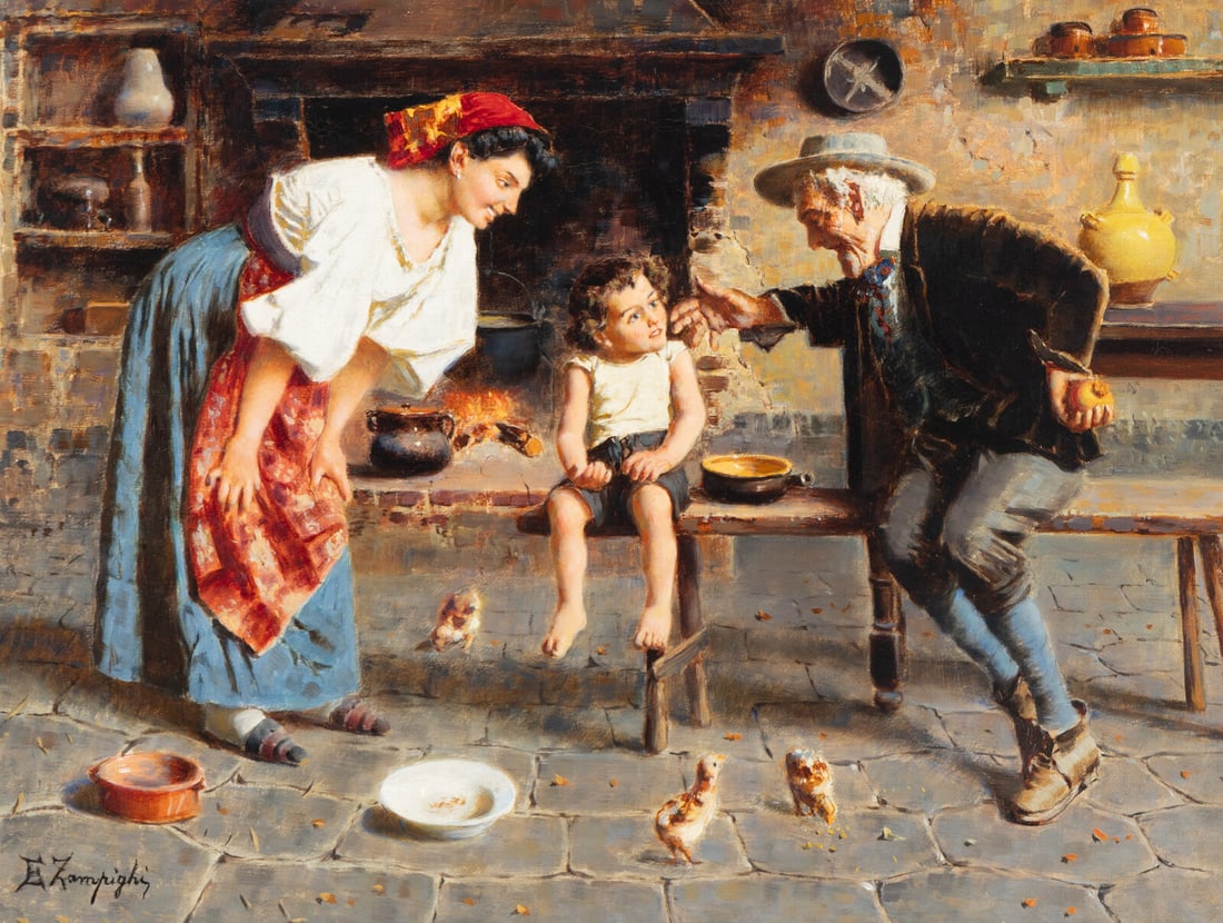 Eugenio Zampighi (Italian, 1859–1944) Interior Scene (1 of 3)