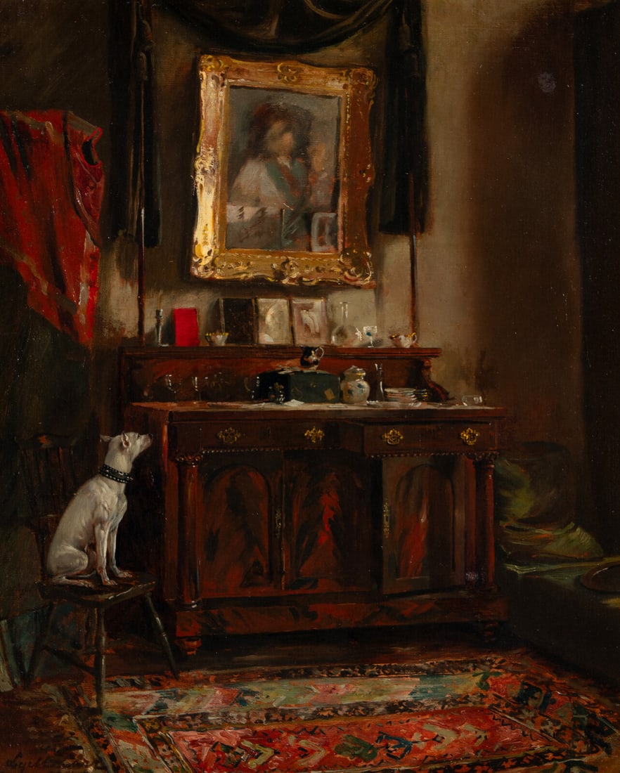 Lyell Carr (American, 1857–1912) The Artist's Admirer: Lyell Carr (American, 1857–1912) The Artist's Admirer oil on canvas signed Lyell Carr (lower left) 21 3/8 x 17 3/8 in. Property from the Estate of Richard and Annette Bloch, Kansas City, Missour