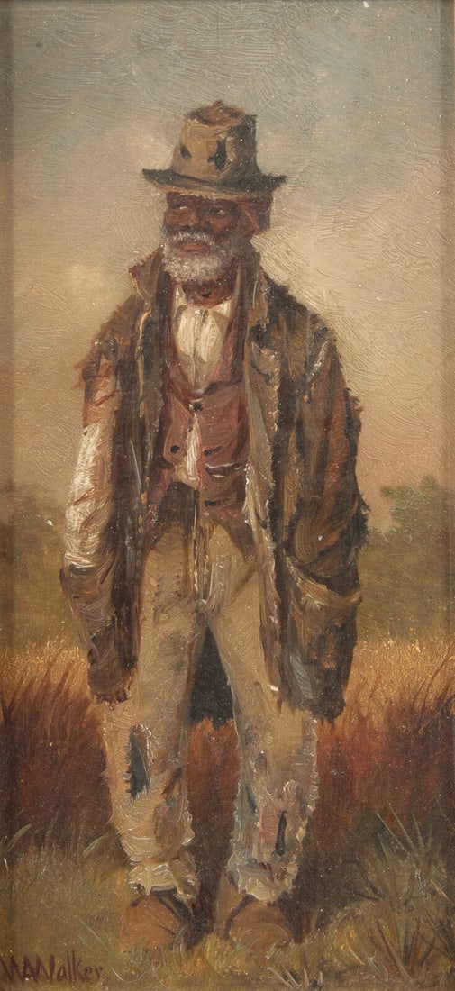 William Aiken Walker (American, 1838–1921) Man with Hands in Pockets: William Aiken Walker (American, 1838–1921) Man with Hands in Pockets oil on board signed WA Walker (lower left) 8 1/4 x 4 in. This lot is located in Philadelphia. John Fowler has previously auth