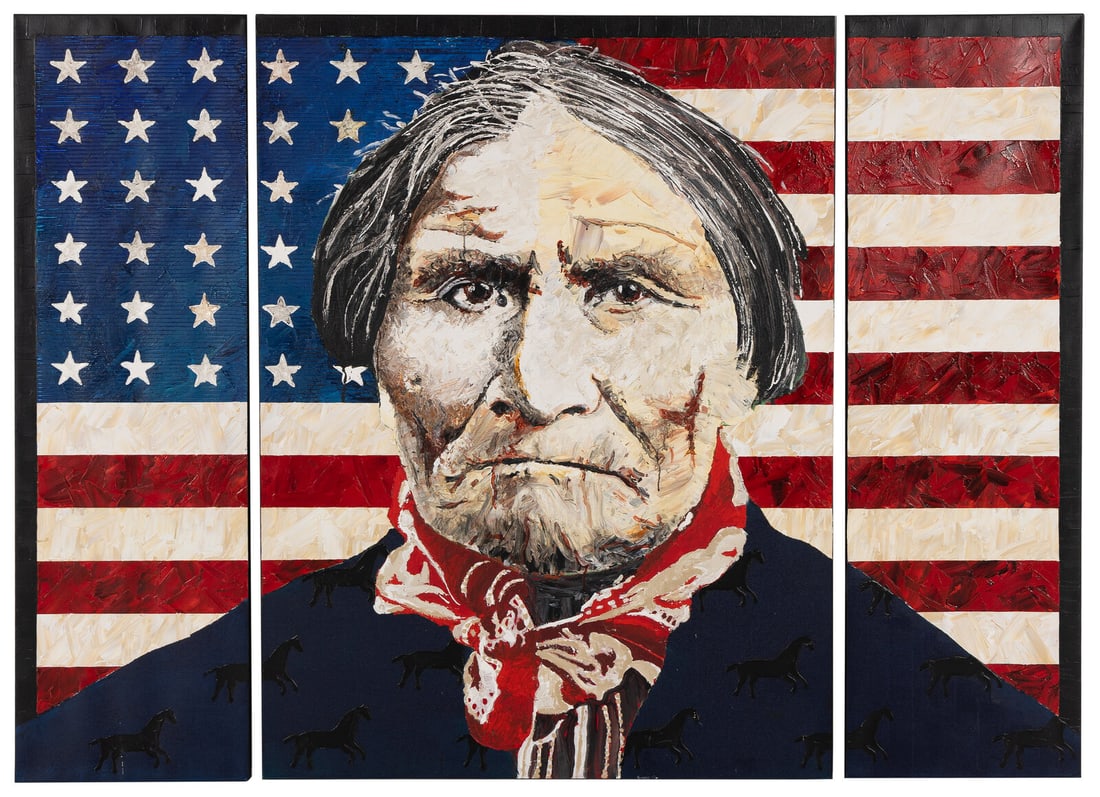 Tomás Lasansky (American, b. 1957) Geronimo with Horses Triptych, 2008 (1 of 2)