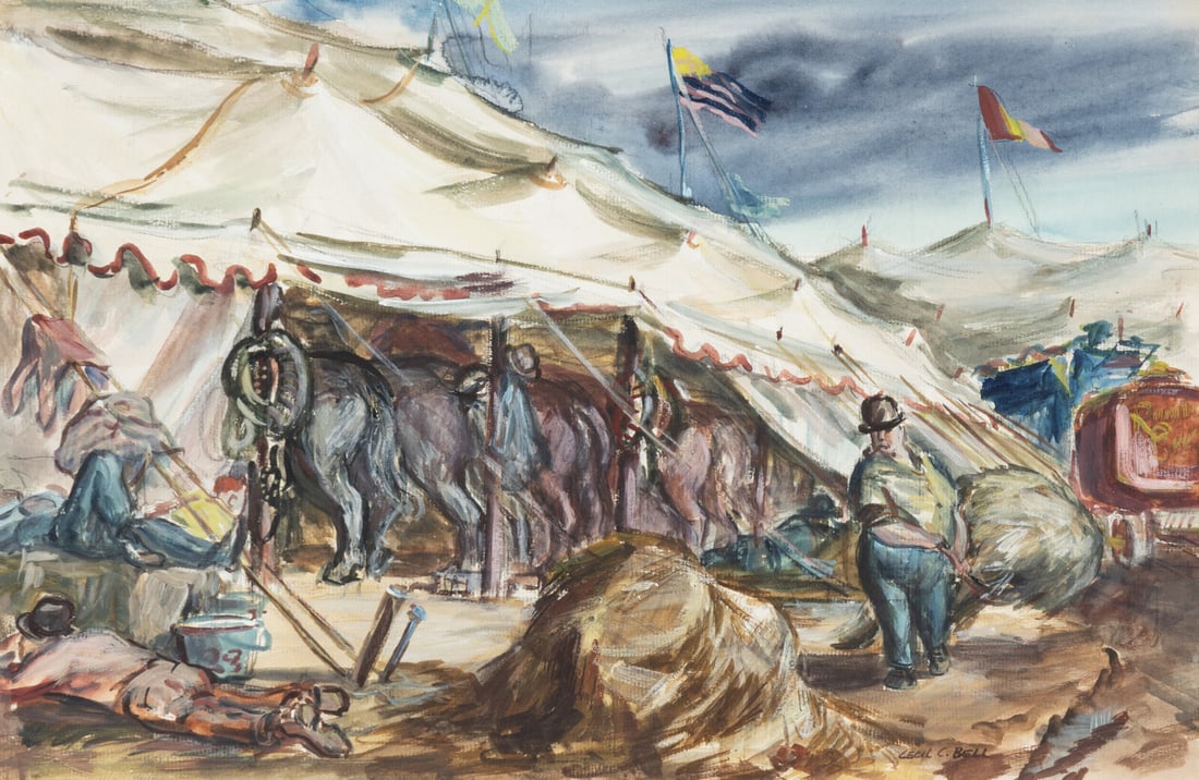 Cecil Crosley Bell (American, 1906–1970) Under the Circus Tent (Clean Up), c. 1951 (1 of 3)